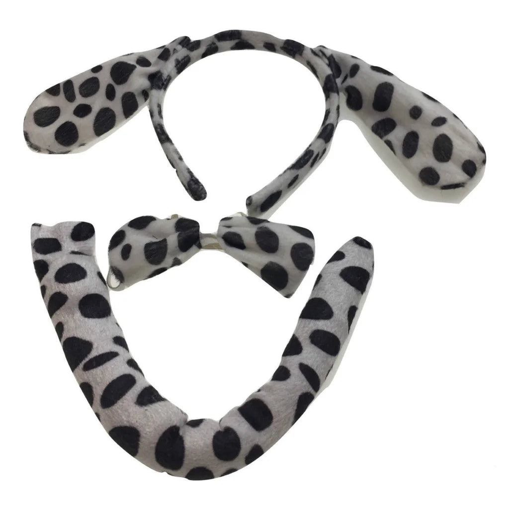 3pcs DOG EAR HEADBAND w Bow Tail Animal Costume Halloween