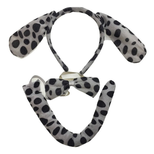 3pcs DOG EAR HEADBAND w Bow Tail Animal Costume Halloween