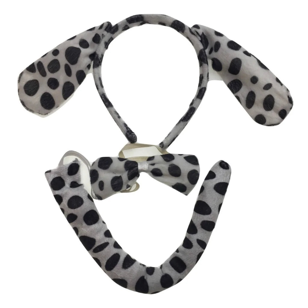 3pcs DOG EAR HEADBAND w Bow Tail Animal Costume Halloween