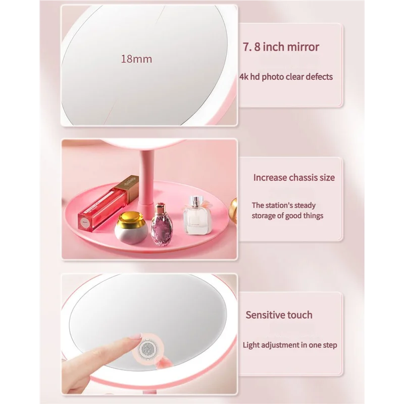 3PCS LED Makeup Mirror with Lights - Portable Tabletop