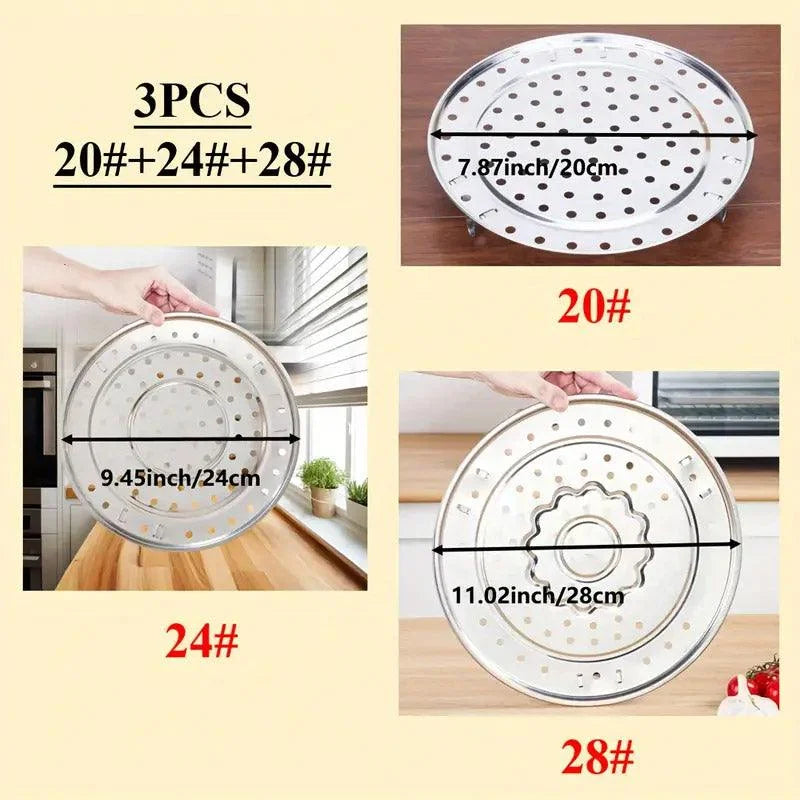 3pcs Stainless Steel Steamer Basket Steamer Tray Rack