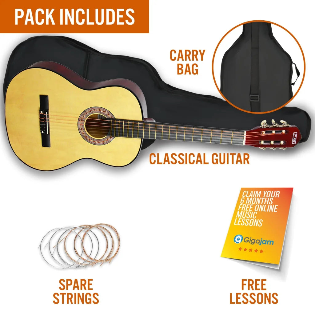 3rd Avenue 3/4 Size Classical Guitar Pack - Natural - Audio