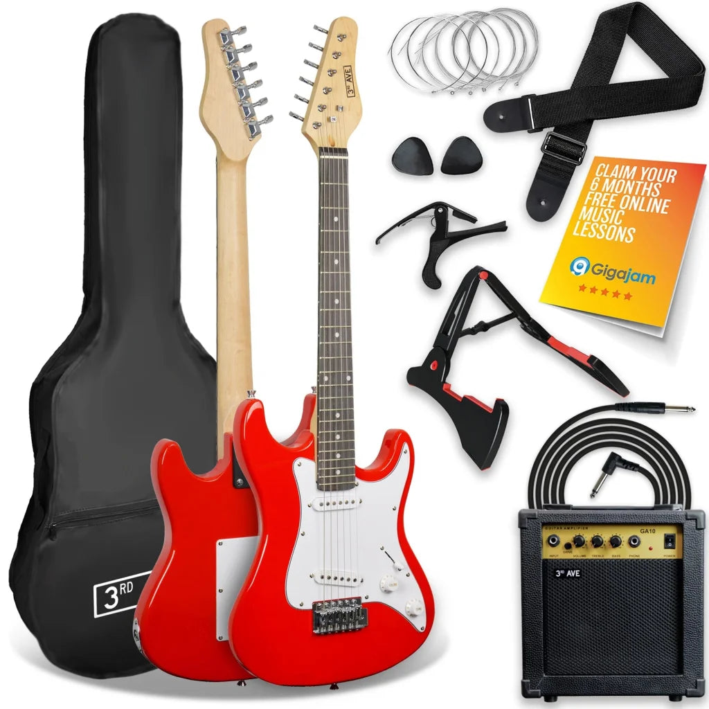 3rd Avenue 3/4 Size Electric Guitar - Red - Audio & Video >