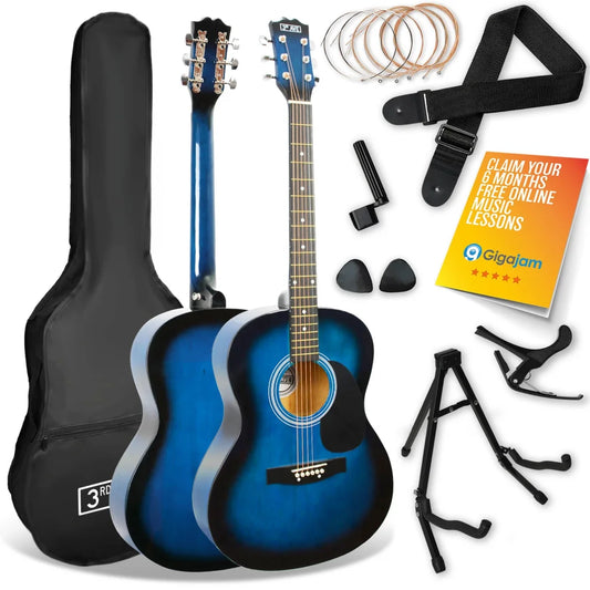 3rd Avenue Acoustic Guitar Premium Pack - Blueburst - Audio
