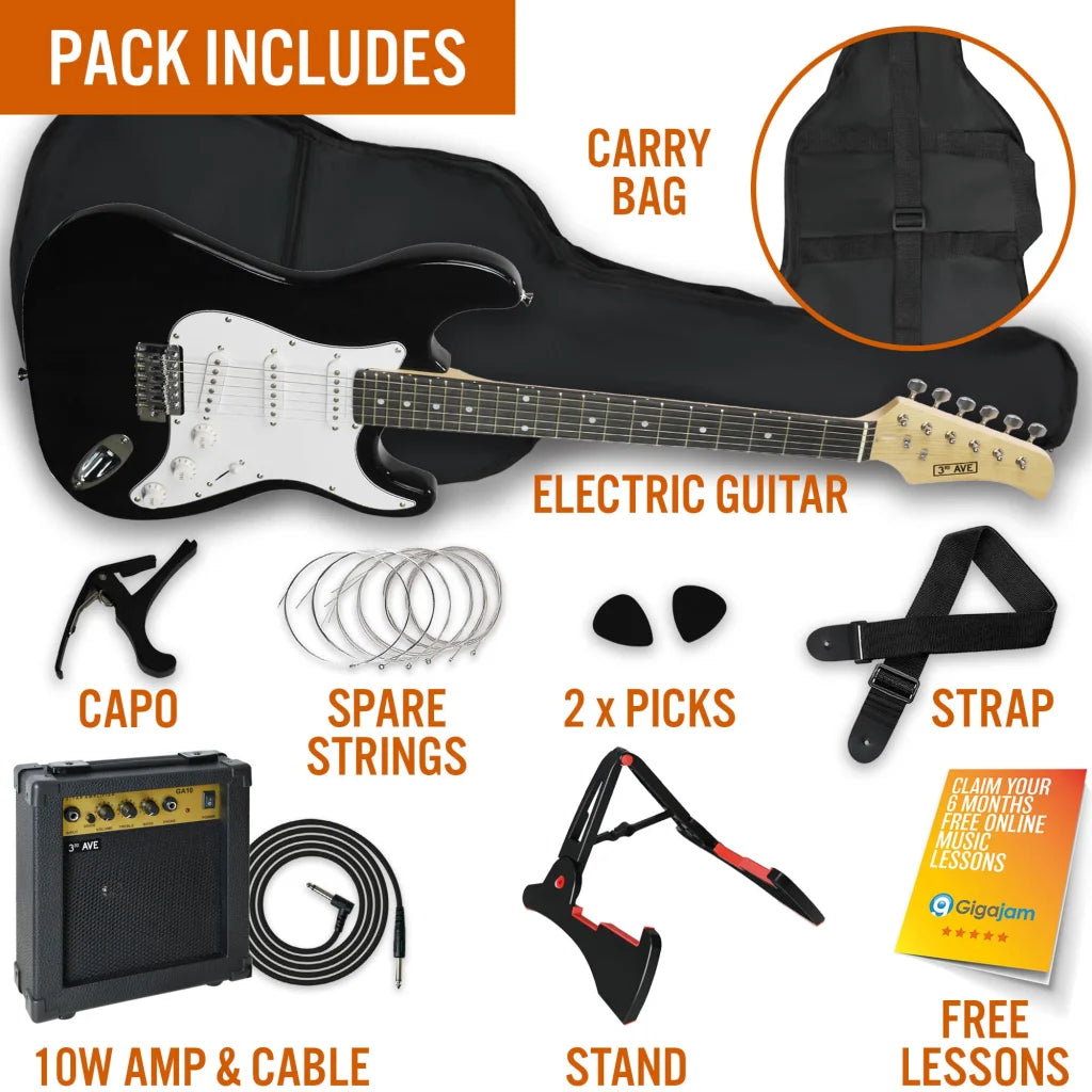 3rd Avenue Electric Guitar Pack - Black - Audio & Video >
