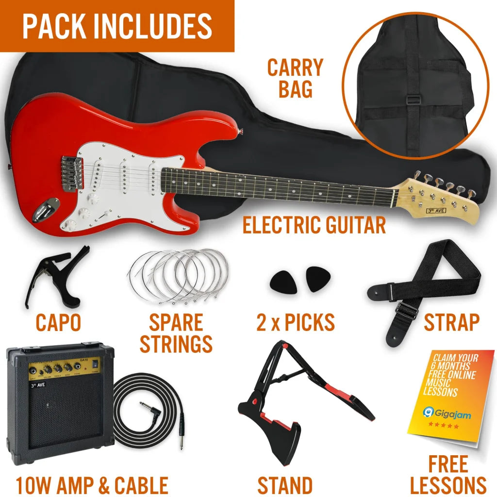 3rd Avenue Electric Guitar Pack - Red - Audio & Video >