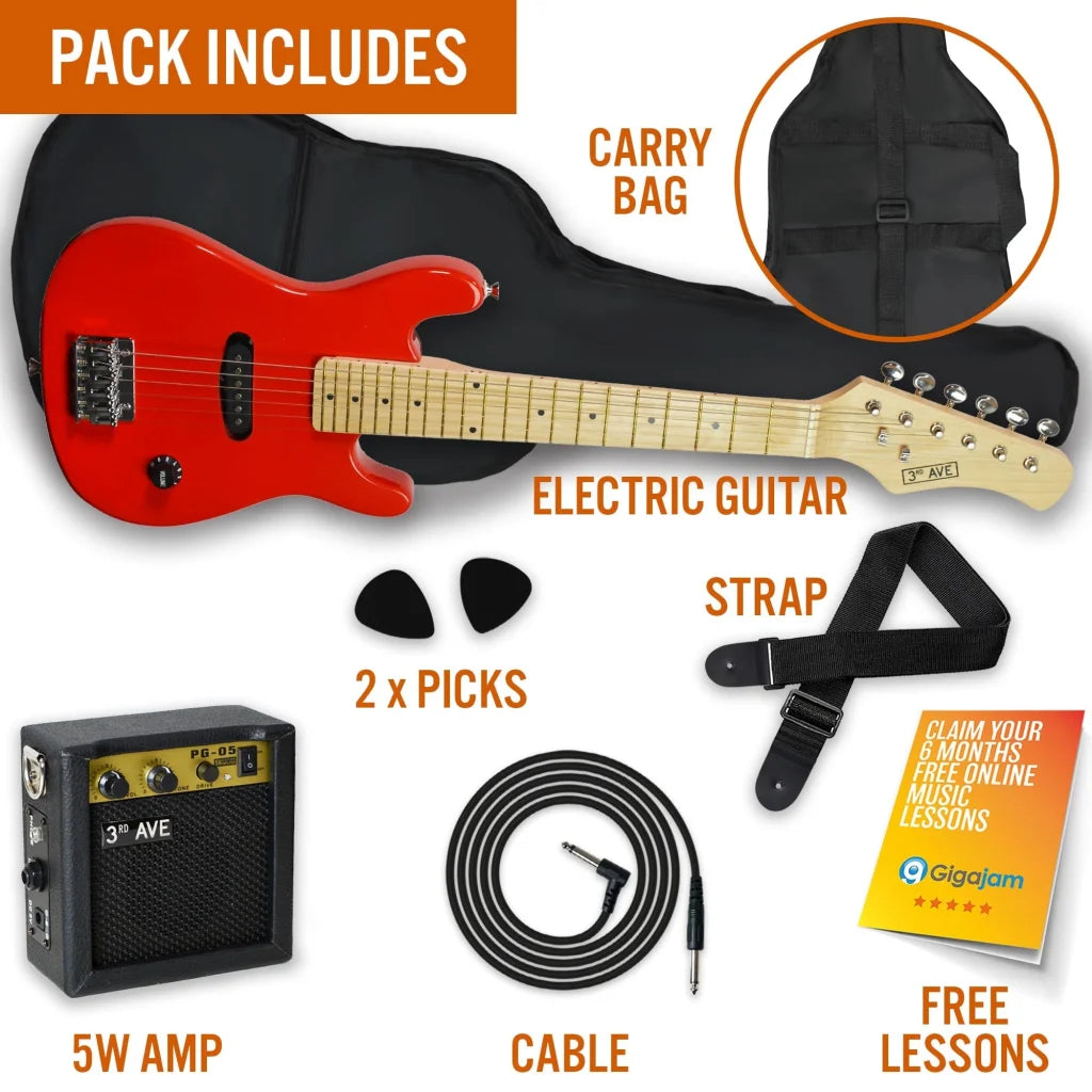3rd Avenue Junior Electric Guitar Pack - Red - Audio &