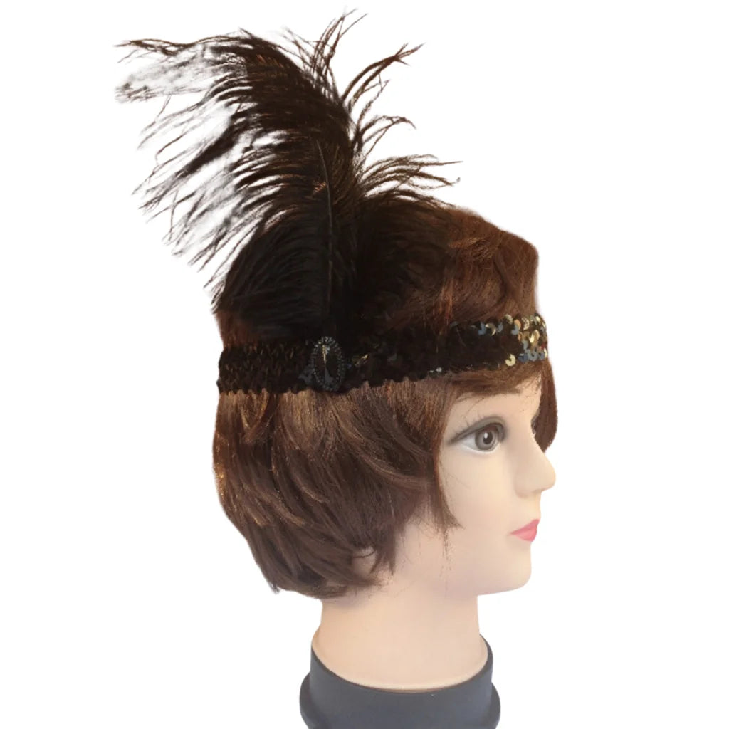 3x 1920s FLAPPER HEADBAND Headpiece Feather Sequin