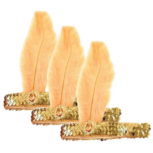 3x 1920s FLAPPER HEADBAND Headpiece Feather Sequin