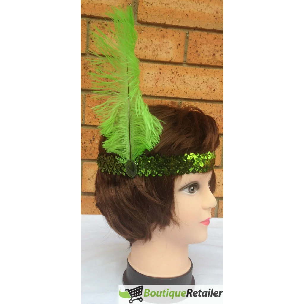 3x 1920s FLAPPER HEADBAND Headpiece Feather Sequin