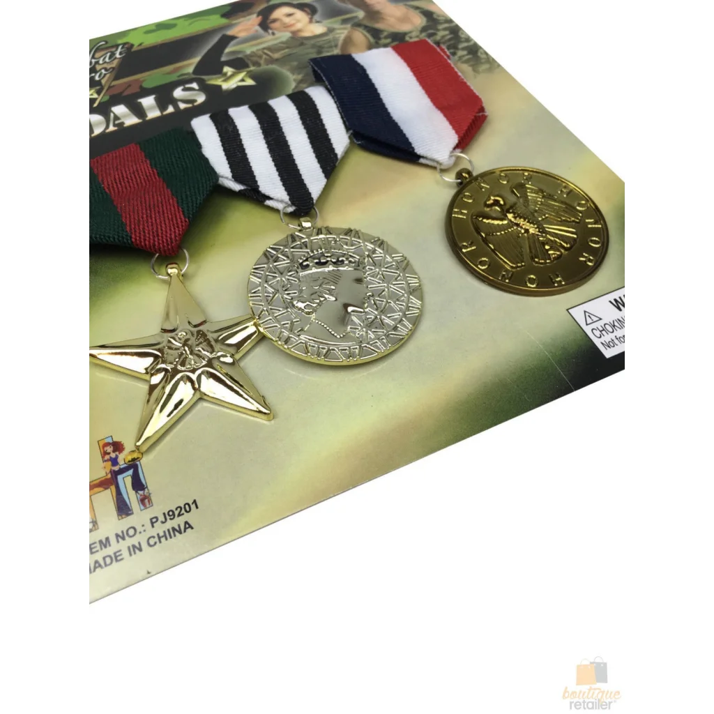 3x Army Solider Medals Combat Party Costume Halloween Fancy