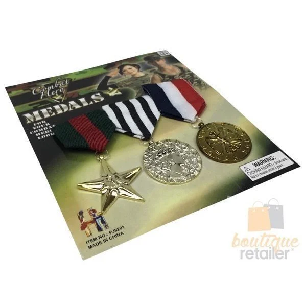 3x Army Solider Medals Combat Party Costume Halloween Fancy