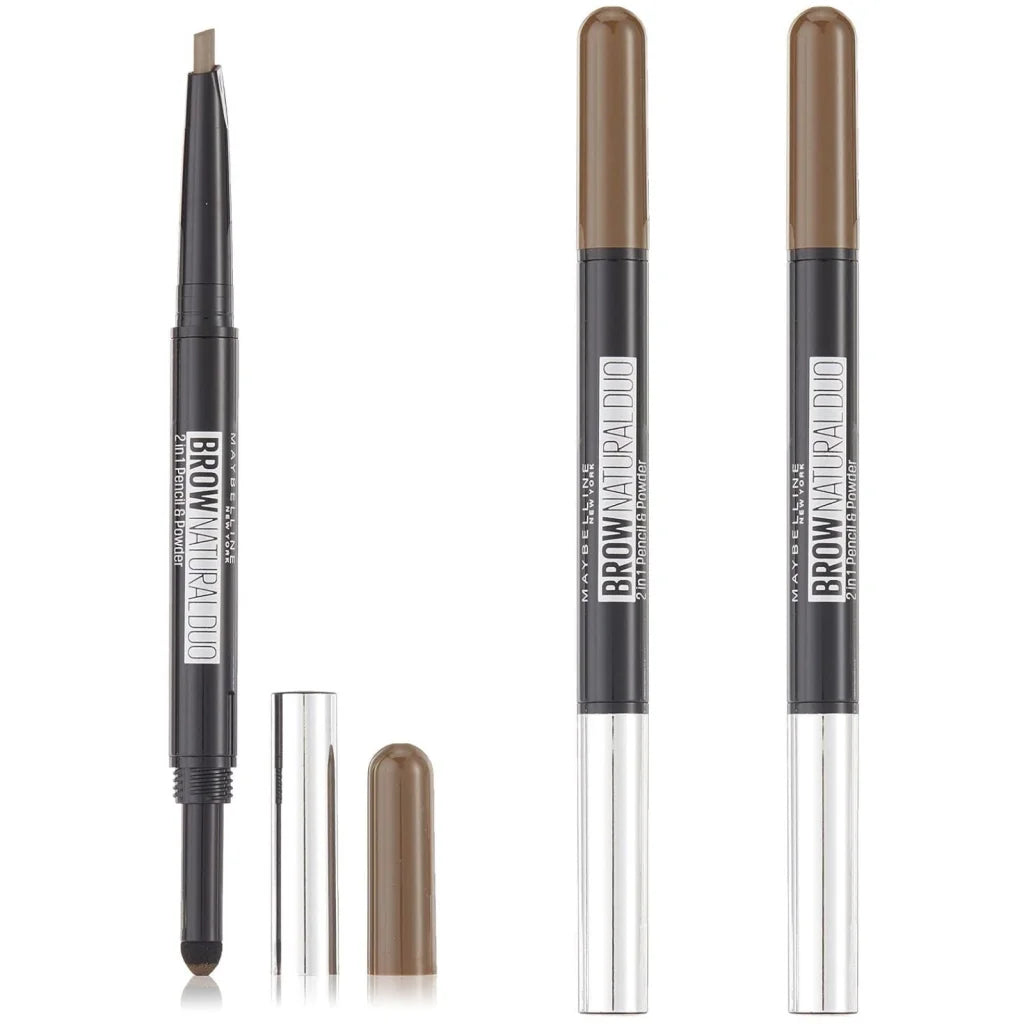 3x Maybelline New York Natural Eye Brow Duo 2 in 1 Pencil &