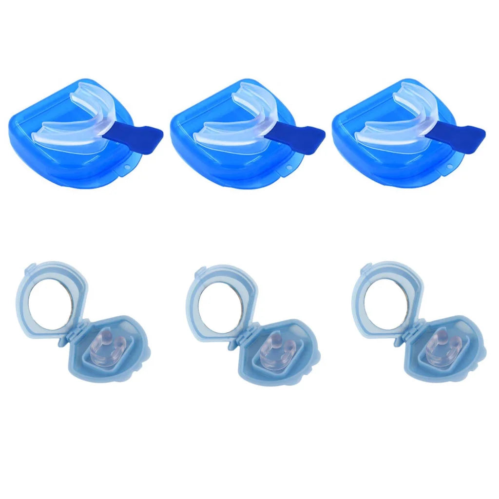 3x Mouthguard Mouthpiece + 3x Nose Clip Anti Snoring Aid