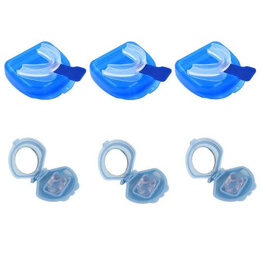 3x Mouthguard Mouthpiece + 3x Nose Clip Anti Snoring Aid