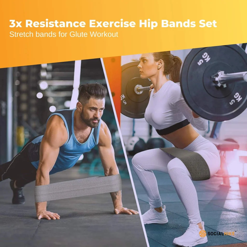 3x Resistance Exercise Hip Bands Set - Stretch Glute Booty
