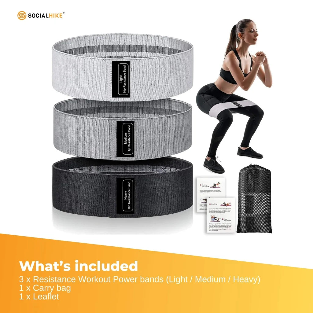 3x Resistance Exercise Hip Bands Set - Stretch Glute Booty