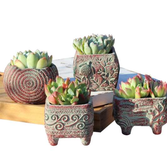 4/5/6 Pots Set Ceramic Clay Pottery Pots Succulent Flower