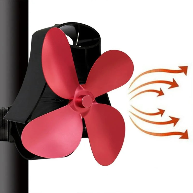 4 blade Heat Powered Fireplace Stove Fan aluminum rose
