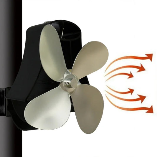 4-blade Heat Powered Fireplace Stove Fan - Aluminum