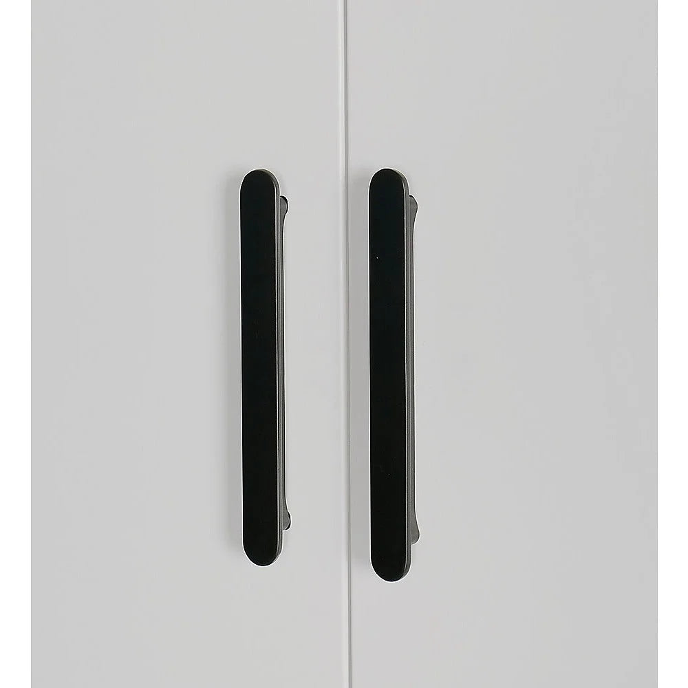 4 Door Wardrobe in White Gloss – Hanging Rail Shelves &