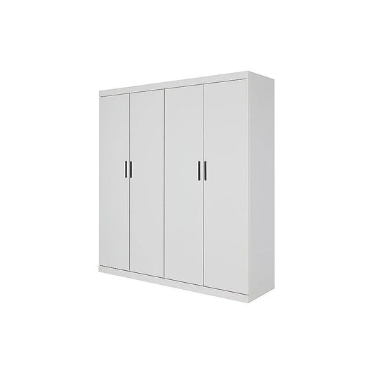4 Door Wardrobe in White Gloss – Hanging Rail Shelves &