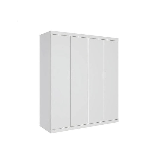4 Door Wardrobe in White Gloss – Hanging Rail Shelves &
