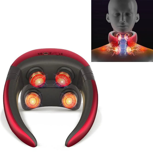 4-Head Neck Massager With Pulse Technology Red - Health &