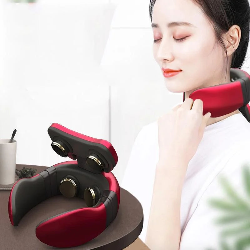 4-Head Neck Massager With Pulse Technology Red - Health &