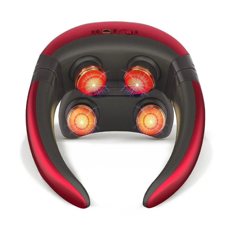 4-Head Neck Massager With Pulse Technology Red - Health &