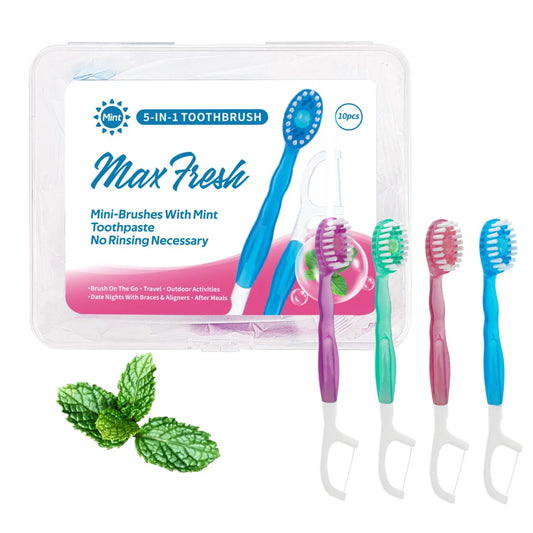 4-in-1 Disposable Travel Toothbrush with Flavor Burst