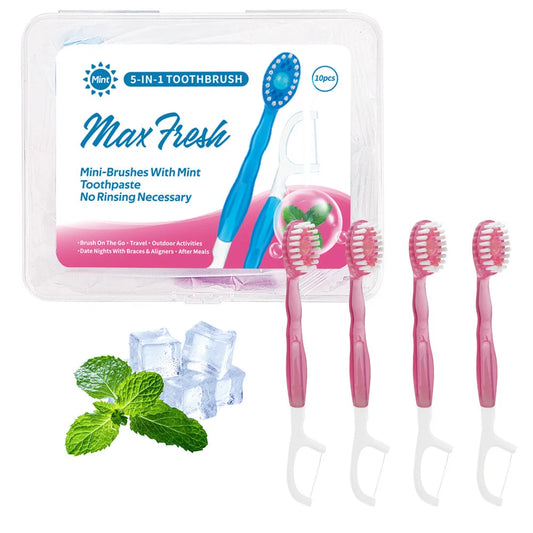 4-in-1 Disposable Travel Toothbrush with Flavor Burst