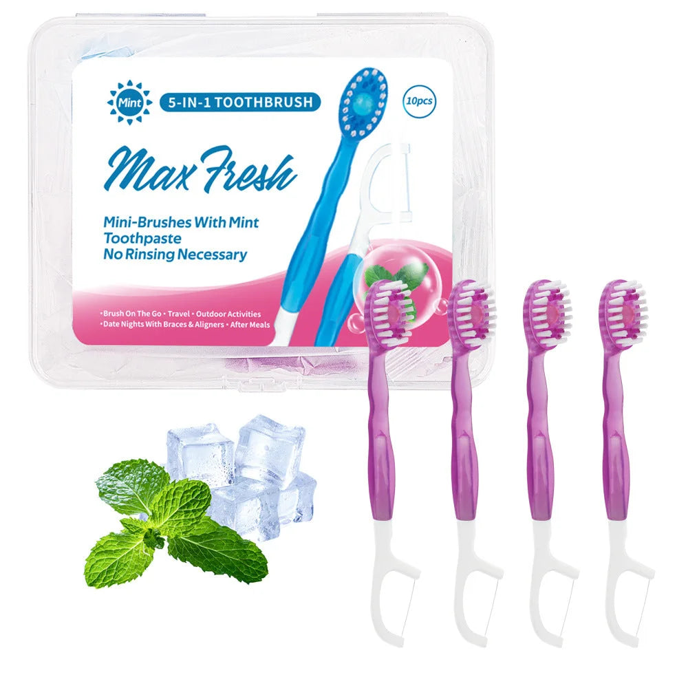 4-in-1 Disposable Travel Toothbrush with Flavor Burst