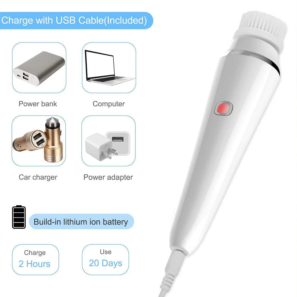 4-in-1 Electric Facial Cleansing Brush & Massager - IPX6