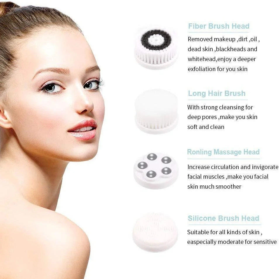 4-in-1 Electric Facial Cleansing Brush & Massager - IPX6