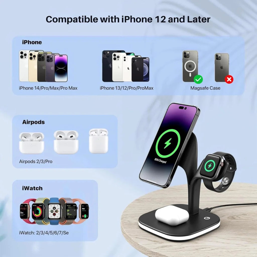 4 in 1 Wireless Charging Station with Night Light