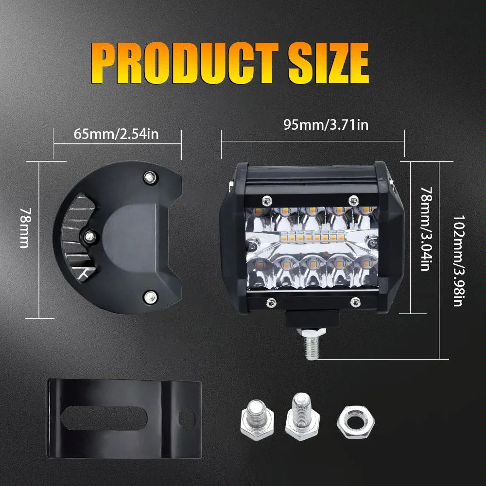 4 Inch 13W 3 Row Car Led Strip Light Working Refit