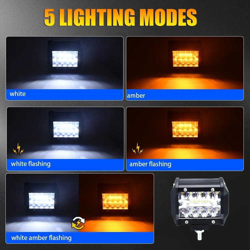 4 Inch 13W 3 Row Car Led Strip Light Working Refit