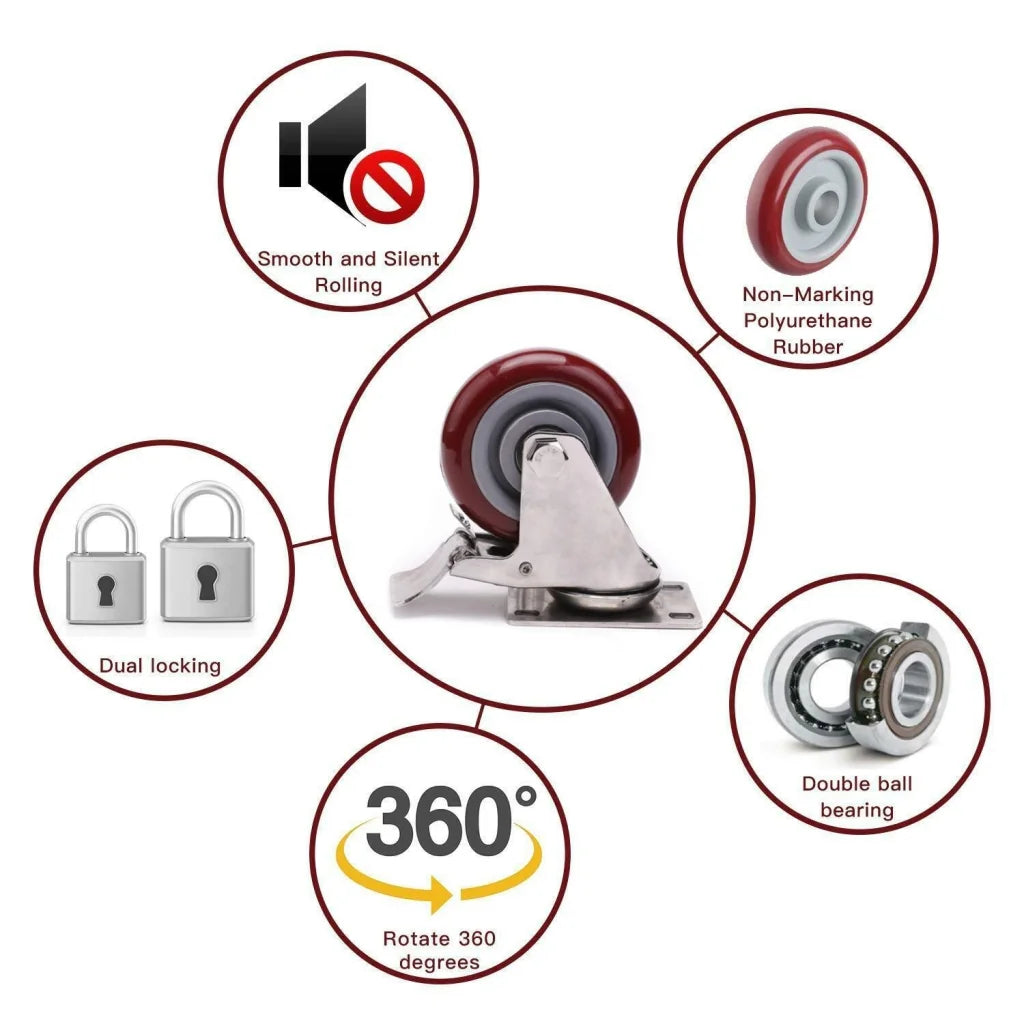 4 inch Heavy Duty Casters Lockable Caster Wheel Swivel