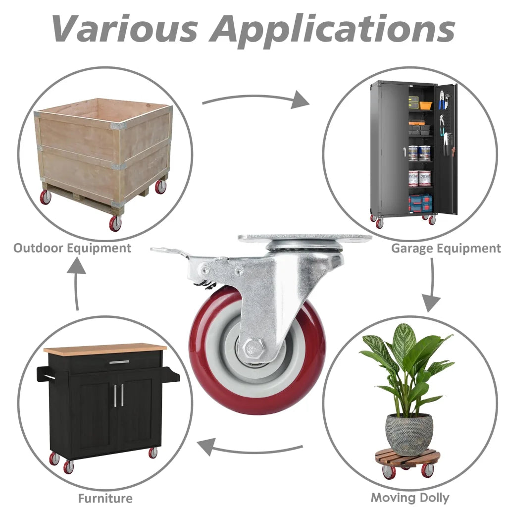 4 inch Heavy Duty Casters Lockable Caster Wheel Swivel