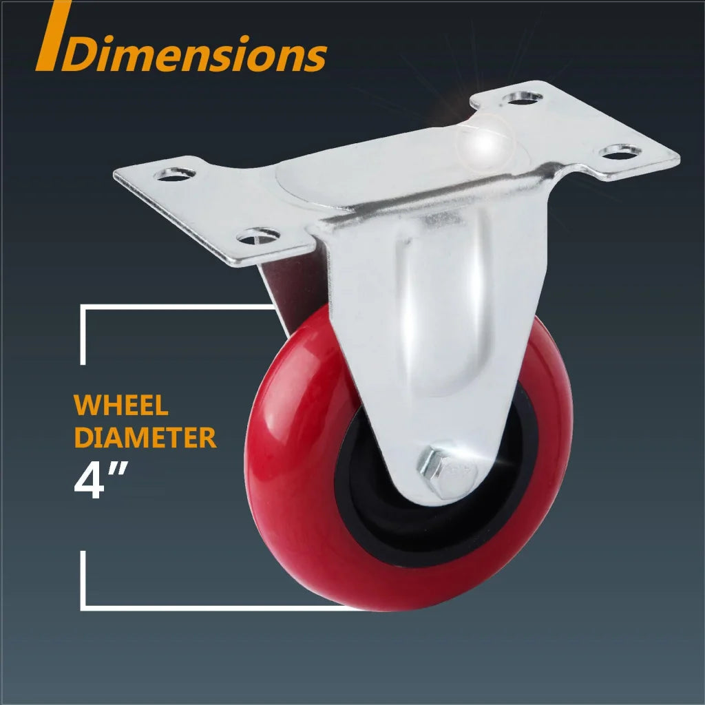 4 inch Heavy Duty Fixed Caster Casters Wheels Castor