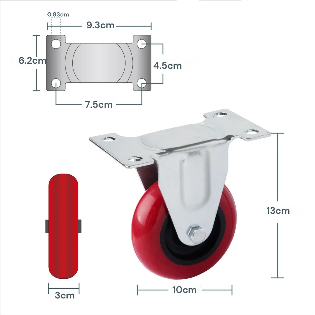 4 inch Heavy Duty Fixed Caster Casters Wheels Castor