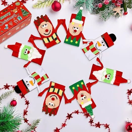 4 Pairs Christmas Socks Crazy Holiday Hand Holding Socks