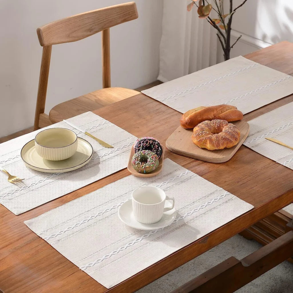 4 Pcs Blue Woven Placemats - Heat Resistant Kitchen Table
