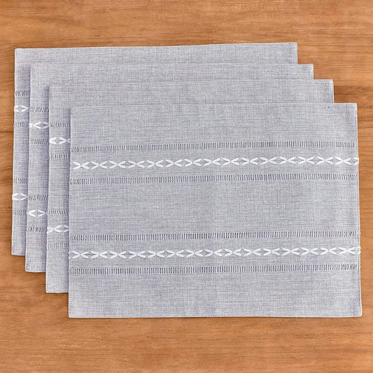 4 Pcs Blue Woven Placemats - Heat Resistant Kitchen Table