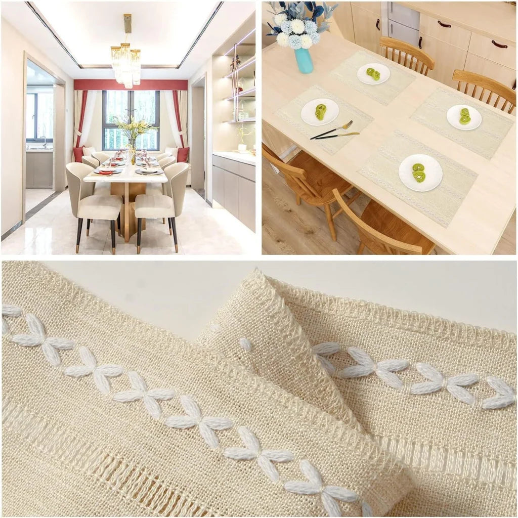 4 Pcs Blue Woven Placemats - Heat Resistant Kitchen Table