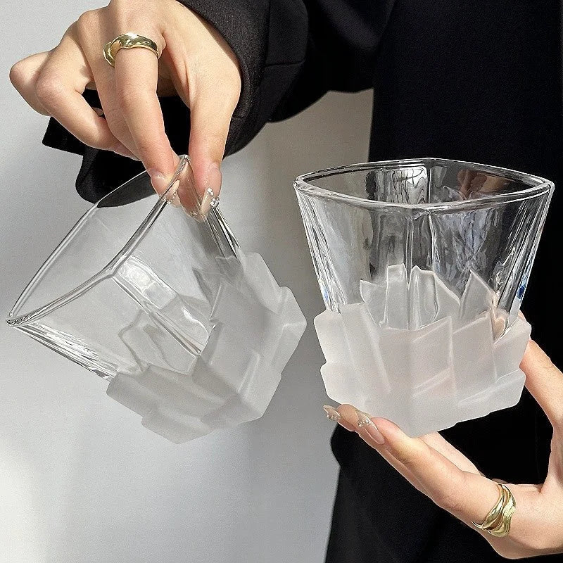4 Pcs Frosted Ice Cube Glass – Creative Whiskey Glass