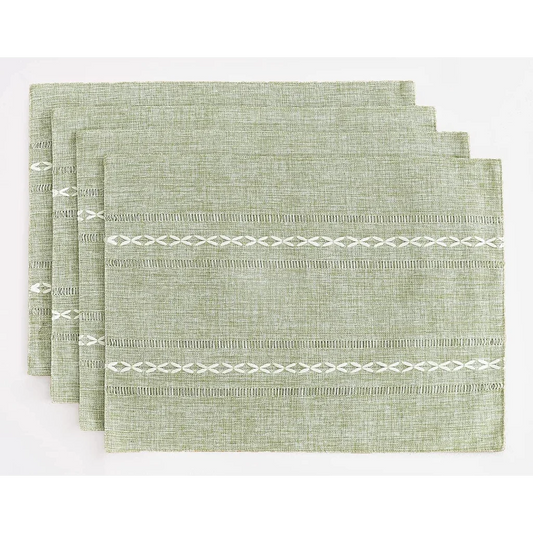 4 Pcs Green Woven Placemats - Heat Resistant Kitchen Table
