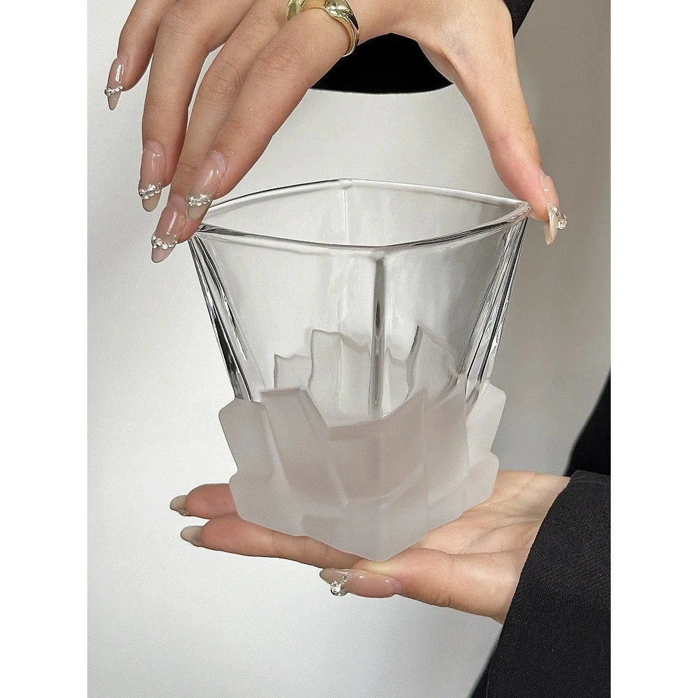 4 Pcs Orange Frosted Ice Cube Glass - Creative Whiskey