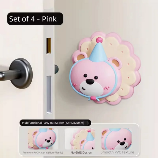 4 Pcs Pink Adorable Bear Wall Protector - Multi-Use